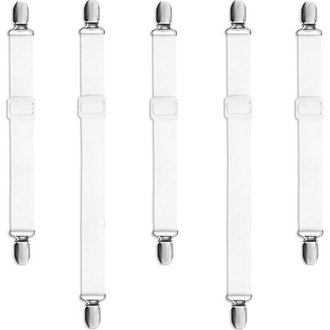 CCYKXA (Blanc)5 Pièces Pince Nappe Exterieur Attache Nappe Réglable Élastique Attache Nappe de Table Exterieur Attache Nappe pour Sécuriser la Nappe Les Tables de Pique-Nique Le Canapé (1/5)