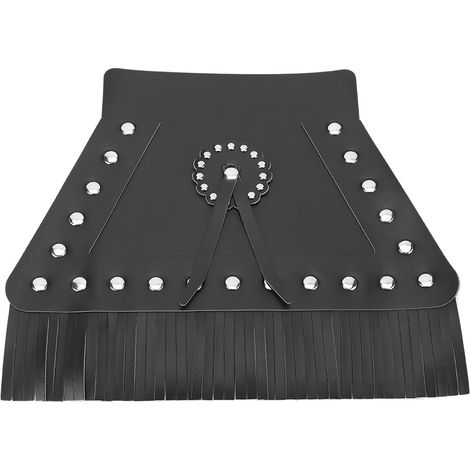 boue avant universel en cuir à franges pour moto noir (1/4)