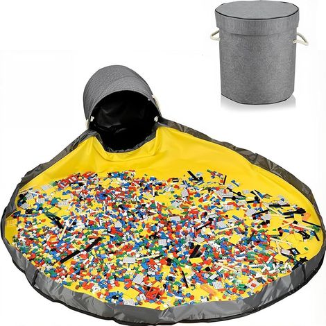 Sac de Rangement Jouet - 1 Unité - Tissu Oxford - Tapis de Jeu Intégré - Enfants et Voyage - Gris (1/5)