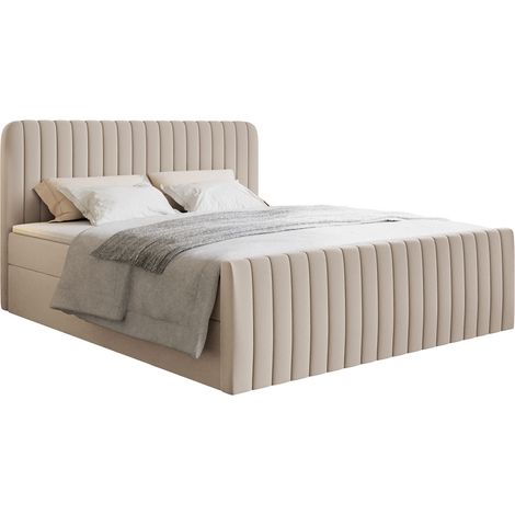 Selsey Saliano - Boxspringbett 200x200 mit Bettkasten, Topper und Chenille-Bezug, Beige (1/5)