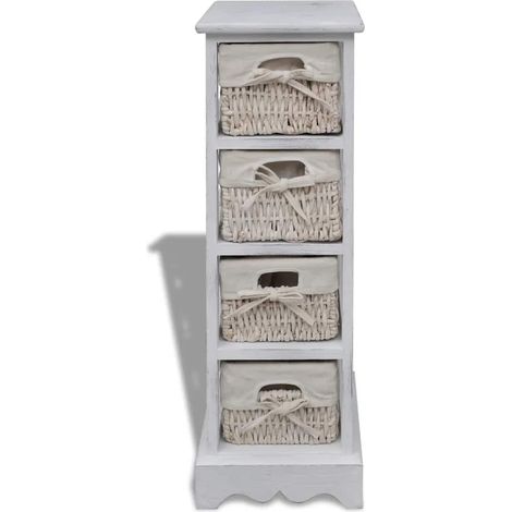 Struttura in Legno con 4 Cestini Intrecciati Bianchi DAS300478 (1/5)