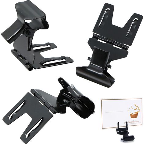 Porta etichette prezzo con clip - Clip in metallo per etichette, 5,2 2,8 cm, porta carte per etichette prezzo, porta foto, foto ricordo, anniversario di matrimonio, ufficio. 10 pezzi neri (1/5)