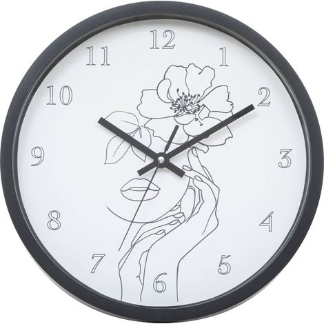 Horloge murale en verre Timo avec design visage noir et blanc, diamètre 30 cm - Atmosphera, créateur d'intérieur (1/3)