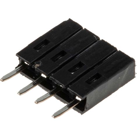 Connecteur femelle pour CI, 4 contacts, 1 rangée, 2.54mm, Traversant, Droit