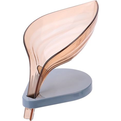 1 porte-savon à ventouse, forme feuille avec égouttage intégré, sans perçage, pour salle de bain, cuisine et douche (1/5)