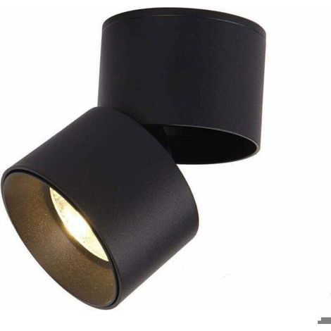 Spot LED orientable 7W plafond COB 360° noir blanc chaud 3000K (1/5)