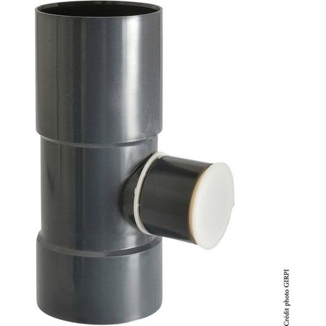 GIRPI Collecteur d'eau pour gouttière ronde PVC ardoise, Dév.16 cm Diam.50 mm
