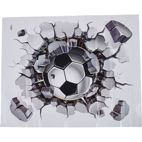 3D Autocollant De Mur Football Pvc Art Soccer Crack Décalcomanie Chambre Garçons (1/4)