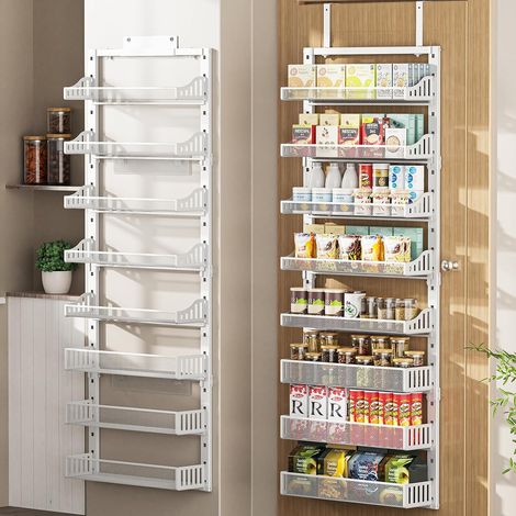 Organizador 8 Niveles para Puerta de Despensa – Estante metálico para especias con cestas ajustables, montaje mural o colgado (1/5)