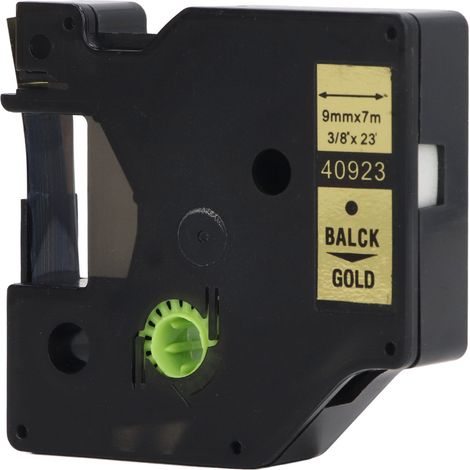Ruban adhésif 9mm compatible DYMO160/210D/PNP/PL200/LM280, étiquette thermique dorée sur fond noir, rouleau de remplacement laminé, résistant, pour étiqueteuse professionnelle (1/5)