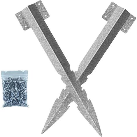 Lot de 2 supports de traverses de chemin de fer à bord droit en acier galvanisé robuste pour jardinières, parterres de jardin, murs de soutènement, bords d'allée (1/5)