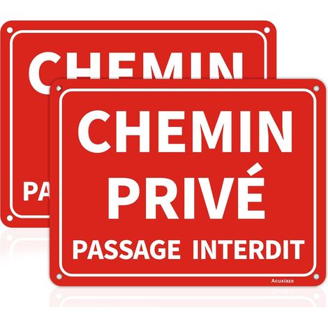 2 Pièces Panneau Chemin Privée Passage Interdit 20x15 cm Aluminium (1/5)