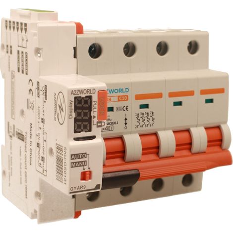 MCB Interruttore Magnetotermico Trifase Con Riarmo Automatico, 380V Curva C 4P 5M 10000A AC 400V PB8H, 3 Tentativi (10s/60s/300s), Corrente Disponibili 10A 16A 20A 25A 32A 40A 50A 63A  (C10A)