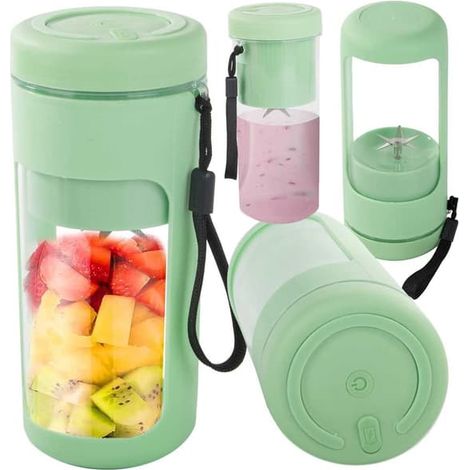Mixeur à smoothies portable sans fil USB, broyeur à glace, dragonne - Vert (1/5)