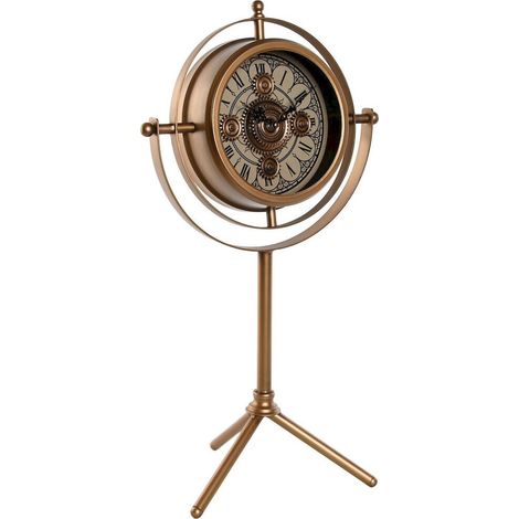 Horloge de table vintage dorée en métal et verre style rétro - doré vintage élégant (1/4)