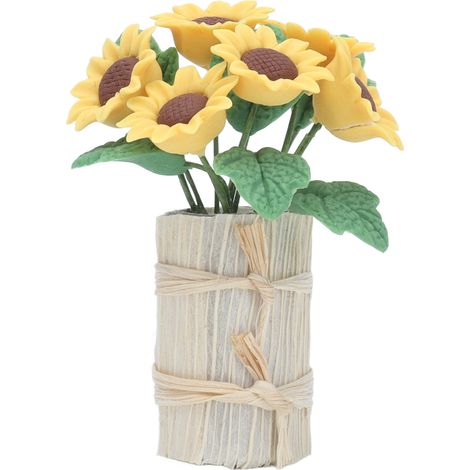 Fleurs Miniatures Tournesol Mignon Décor Maison de Poupée Plantes Artificielles Durables (1/5)