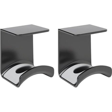 Support Casque - 2 Pièces - Support Casque - Plastique - Crochet - Cintre Casque - Support Casque - Autocollant - Convient aux bureaux et tables d'ordinateur - 5.56.57.6cm - Noir (1/5)
