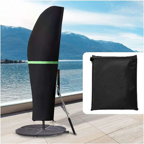 Housse de protection pour parasol déporté avec mât, imperméable, adaptée aux parasols déportés/droits de 2 à 4 m - noir - 30 x 81 x 45 cm (1/5)
