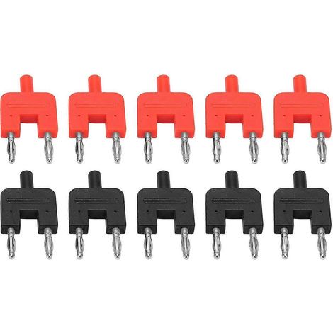 10 fiches bananes doubles, bonne conductivité électrique, en laiton nickelé, double rangée (1/4)
