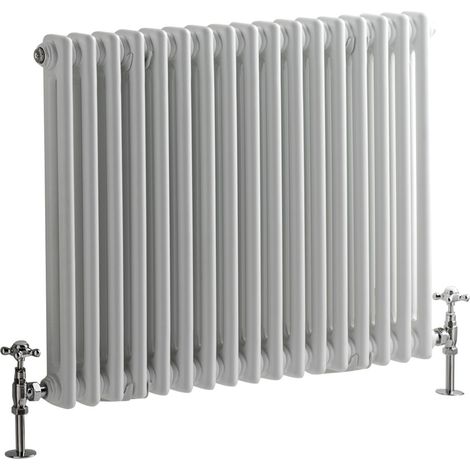 Milano Windsor White Cast Iron Style Double Column Horizontal Radiator - 600mm x 785mm (1/5)