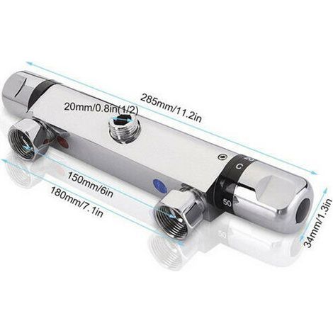 Thermostatische Duscharmatur aus massivem Messing, intelligente Mischbatterie für Warm- und Kaltwasser, Badezimmer, 1/2"-Ablauf nach unten (1/4)