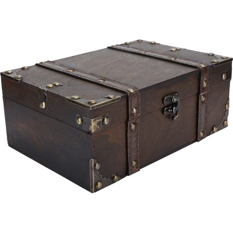 Coffret de rangement vintage en bois, coffre à bijoux décoratif avec serrure, décoration intérieure 6282‑2302 (1/5)
