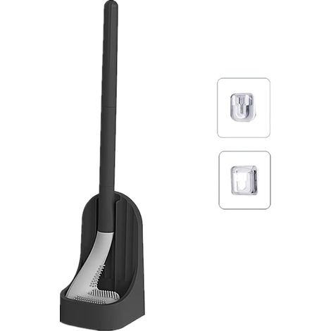 Manyao Brosse Toilette Silicone, Brosse WC Murale Balayette WC Silicone Brosse a Toilettes WC avec Support à séchage Rapide pour Toilette de Salle de Bain (Le Noir)