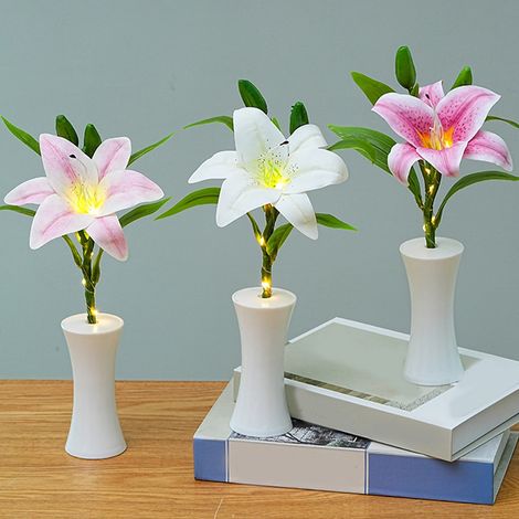 Luminaire Floral Simulé - Veilleuse Bouquet Artificiel pour Chambre à Coucher - Lumière d'Ambiance pour Décoration Intérieure - 1 Pièce (1/5)