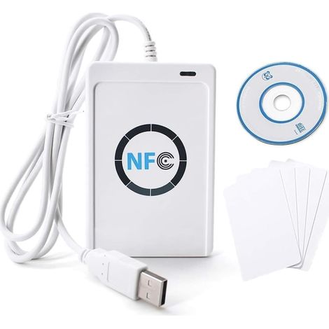 Lecteur NFC RFID ACR122U Lecteur de Carte à Puce NFC RFID sans Contact Graveur de Cartes à Puce avec câble, Compatible 14443 A/B et ISO/IEC 18092 Tags (1/5)