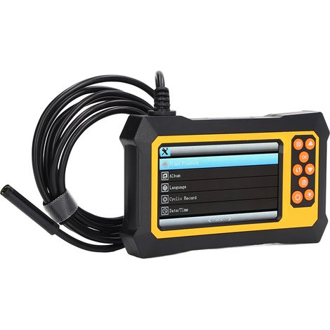 8-mm-Endoskop mit 4,3-Zoll-LCD-Bildschirm, wasserdichte Inspektionskamera (IP67), 5 m/16,4 ft, gelb, für technische Diagnostik (1/5)
