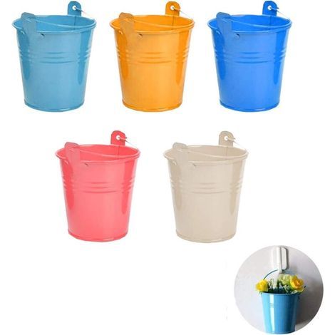 ZOLGINAH Vasi da fiori in metallo da appendere, 5 pezzi, vasi in metallo da appendere con gancio, per recinzione o balcone, giardino, decorazione per la casa, 5 colori (1/5)