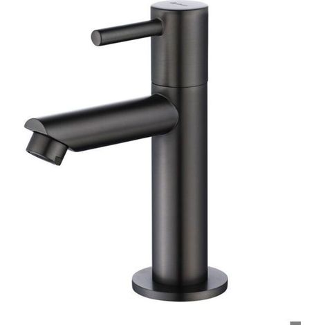 Robinet Eau Froide Gris Robinet Salle de Bain Noir pour Lave-Mains Robinetterie Corp en Laiton pour Lavabo Design Moderne-MCJ (1/5)