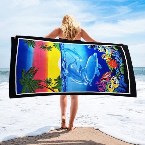 Serviette de plage légère et fine en microfibre, séchage rapide : compacte, anti-sable, absorbante, imperméable au sable