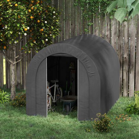 Abri de jardin tente de rangement extérieur abri de vélo garage pour vélo bâche en PE métal 2.4 x 1.8 x 1.9 m gris foncé