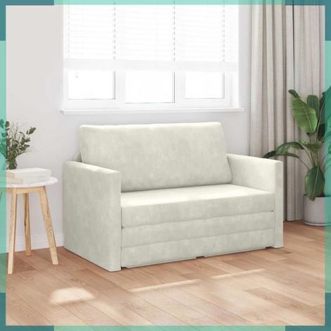 4106708 Canapé-Lit 110cm Crème Velours (1/5)