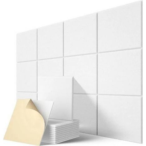 Lot de 12 panneaux acoustiques en mousse autocollants 30 x 30 cm, panneaux insonorisants pour décoration murale et isolation phonique (1/5)