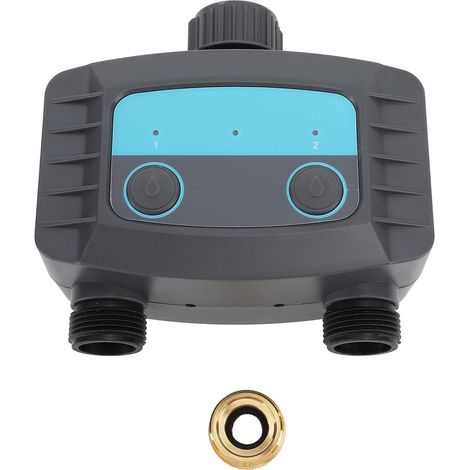 Programmateur d'arrosage Bluetooth 2 voies, filetage G3/4 vers G1/2, contrôleur intelligent étanche avec application pour jardin, pelouse et irrigation automatique extérieure (1/5)