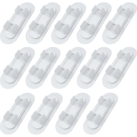 14 colliers de serrage auto-adhésifs pour tuyaux, 17-20 mm, en plastique, à fixation par clipsage, compatibles avec les tuyaux d'eau et de gaz. (1/5)