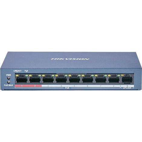 Hikvision DS-3E0109P-E/M(B) Conmutador PoE de 8 puertos Fast Ethernet no gestionado (1/3)