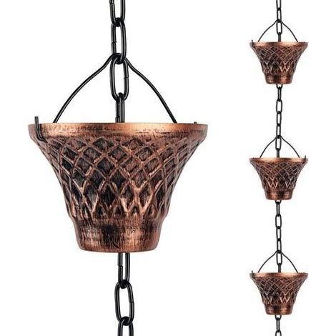 Chaînes de Pluie en cuivre pour gouttières de Descente d'eau de Pluie - Décoration de Jardin,d'intérieur - 2,7 m de Long (1/4)