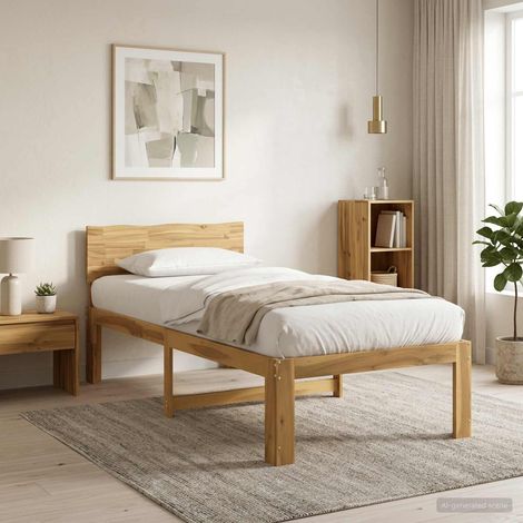 vidaXL Single Bed Frame with Headboard ROSTOCK Whitewash 100 x 200 cm (1/5)