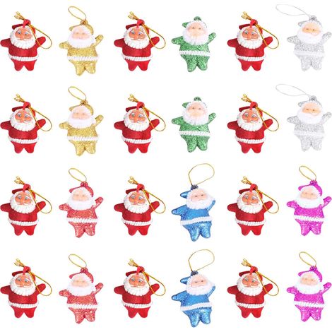 24 Pièces Ornement de Noël Père Noël Pailleté en Mousse, Suspendu (1/5)