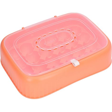 Eierbehälter für 24 Eier, ABS-Eierbox, Aufbewahrungsbox für den Kühlschrank, mit atmungsaktiven Belüftungsöffnungen, Orange (1/5)