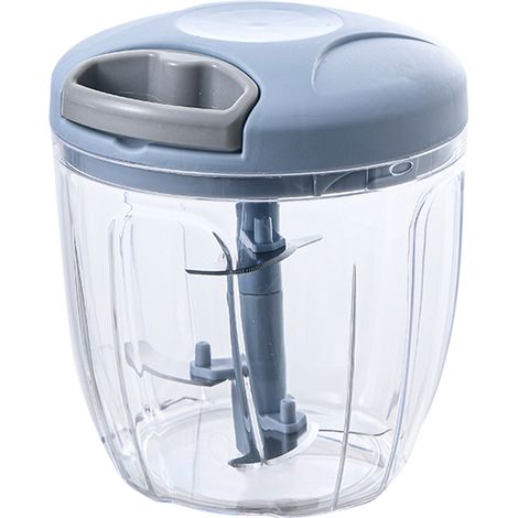 Procesador de alimentos manual con cable y picadora integrada para picar cebollas, pimientos, jengibre y otras especias. 1 modelo grande de color azul. (1/5)