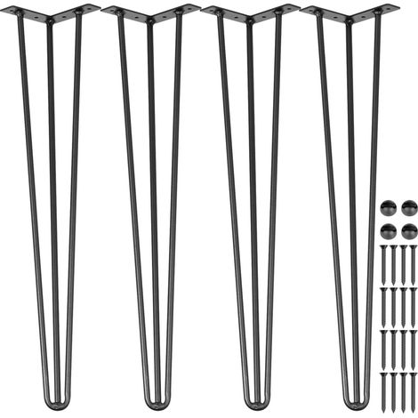 VEVOR Patas para Mesas de Acero al Carbono, Conjunto de Patas de Mesa de Altura de Pata 40,6 cm, Patas para Muebles con 4 Pies de Goma, Patas Mesa con Capacidad de Carga 100 kg para Mesas Auxiliares