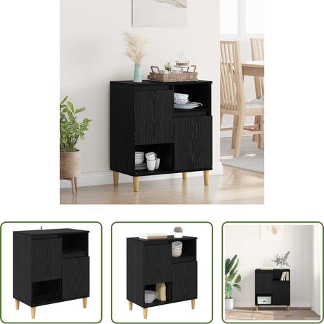 vidaXL Wohnzimmer - Sideboard Schwarz Eichen-Optik 35 x 60 x 70 cm Holzwerkstoff (1/5)