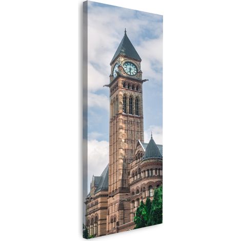 Leinwandgemälde Architektur Uhrturm 40x120