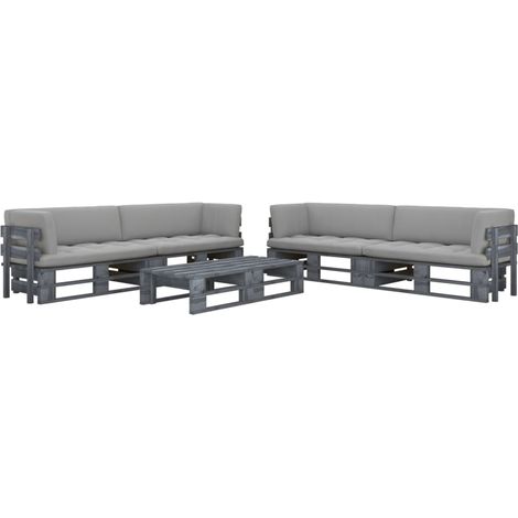 6-tlg. Paletten-Lounge-Set Grau Imprägniertes Kiefernholz (1/5)