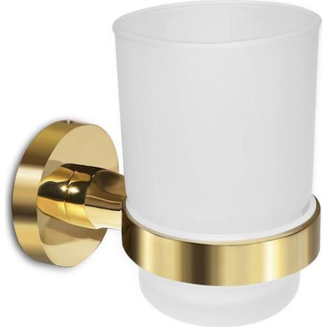 Porte-Brosse À Dents Mural En Acier Inoxydable Avec Verre Dépoli(Einzeln Doré)[CA61] (1/5)
