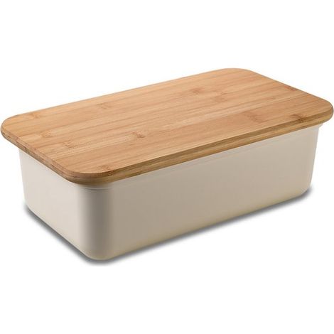 Boîte de conservation alimentaire - Boîte à lunch - Boîte à pain - Couvercle avec planche à découper - 40 × 22,5 × 13,5 cm - 7,5 L - PP - Blanc (1/5)
